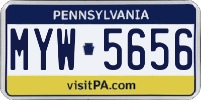 PA license plate MYW5656