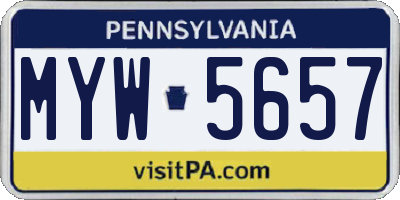 PA license plate MYW5657