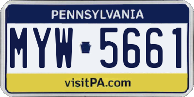 PA license plate MYW5661