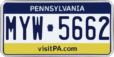 PA license plate MYW5662