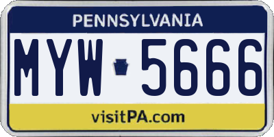 PA license plate MYW5666