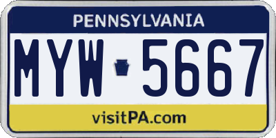 PA license plate MYW5667