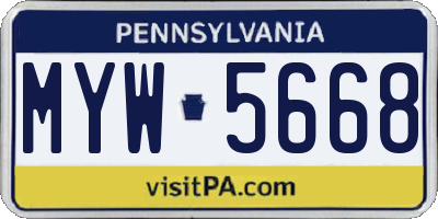 PA license plate MYW5668