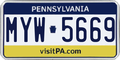 PA license plate MYW5669