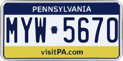 PA license plate MYW5670