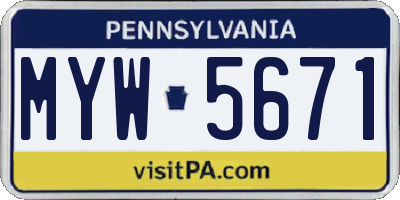 PA license plate MYW5671