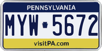 PA license plate MYW5672