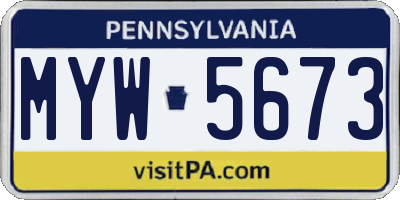 PA license plate MYW5673