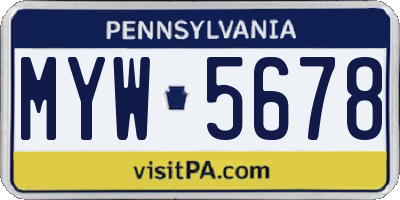 PA license plate MYW5678