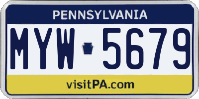 PA license plate MYW5679