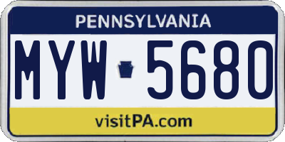 PA license plate MYW5680
