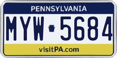 PA license plate MYW5684