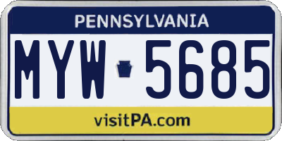 PA license plate MYW5685