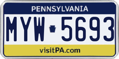 PA license plate MYW5693
