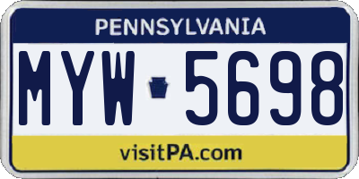 PA license plate MYW5698