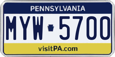 PA license plate MYW5700