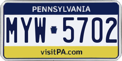 PA license plate MYW5702