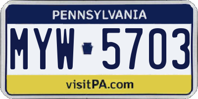 PA license plate MYW5703
