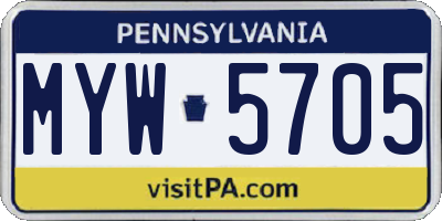 PA license plate MYW5705