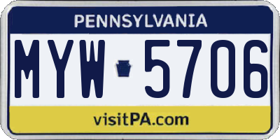 PA license plate MYW5706