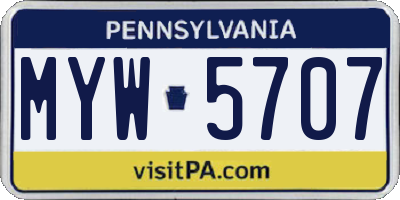 PA license plate MYW5707