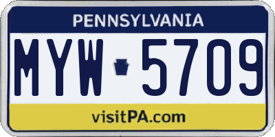 PA license plate MYW5709