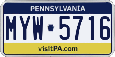 PA license plate MYW5716