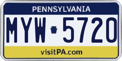PA license plate MYW5720