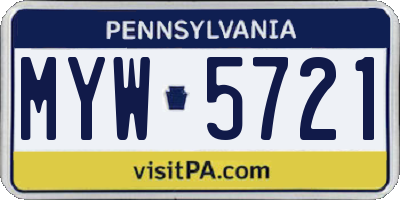 PA license plate MYW5721