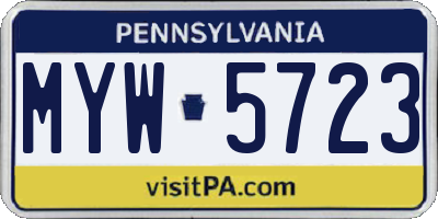 PA license plate MYW5723