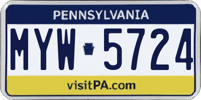 PA license plate MYW5724