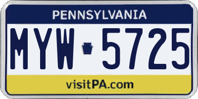 PA license plate MYW5725