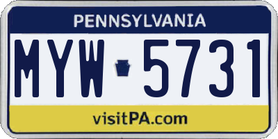 PA license plate MYW5731