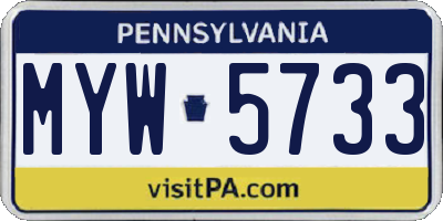PA license plate MYW5733