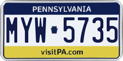 PA license plate MYW5735