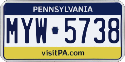 PA license plate MYW5738