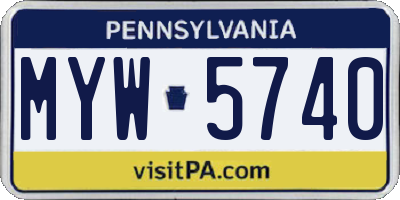PA license plate MYW5740