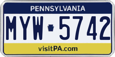 PA license plate MYW5742