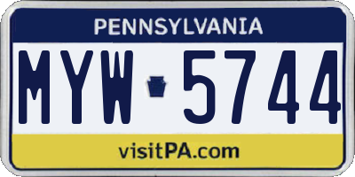 PA license plate MYW5744