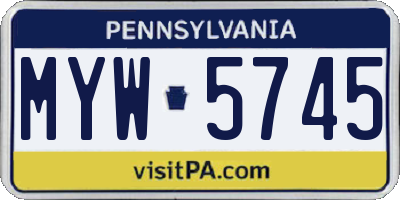 PA license plate MYW5745