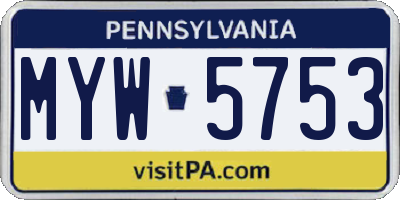PA license plate MYW5753