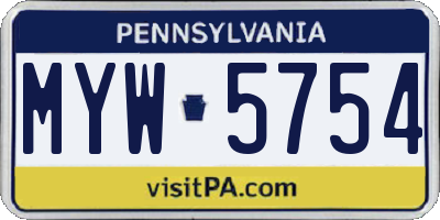 PA license plate MYW5754