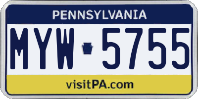 PA license plate MYW5755
