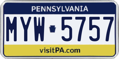 PA license plate MYW5757