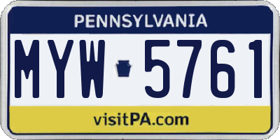 PA license plate MYW5761