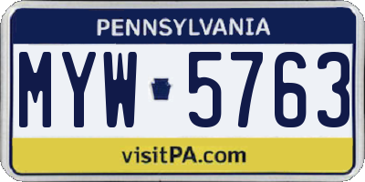 PA license plate MYW5763