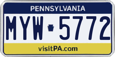 PA license plate MYW5772