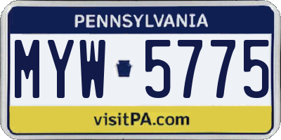 PA license plate MYW5775