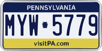 PA license plate MYW5779