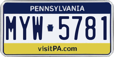 PA license plate MYW5781